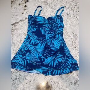 Electric Blue Palm Leaf One Piece Swimsuit